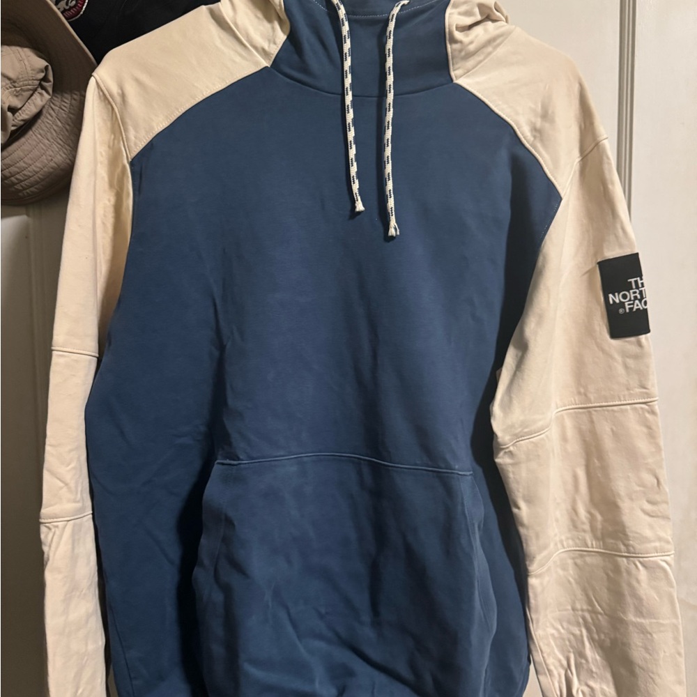 The North Face Men's Two-Tone Blue and Cream Hoodie